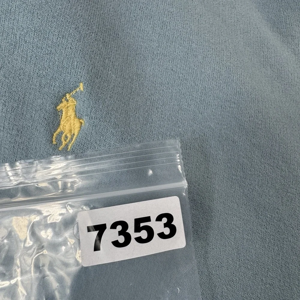 Polo Ralph Lauren Light Blue Yellow Pony Logo Mens Cotton Blend Hoodie Size 2XL